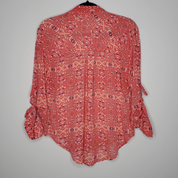 FREE PEOPLE Easy Rider Pink Printed Button Down Lightweight Top Sz X-Small XS - Picture 7 of 7